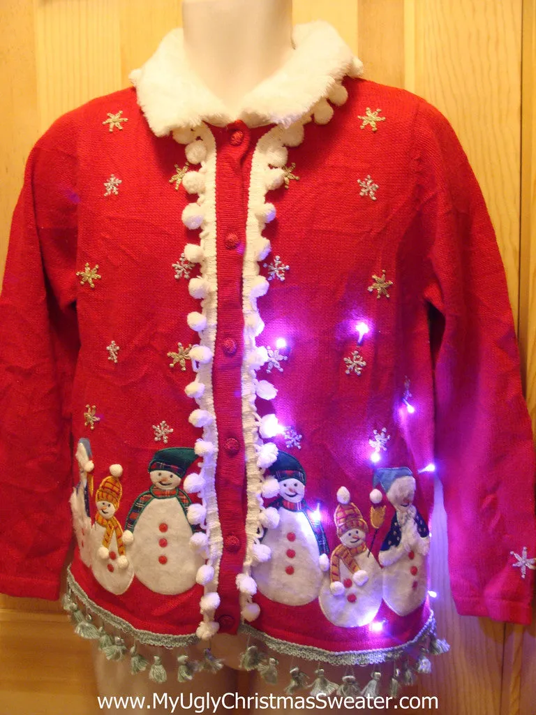 Tacky Ugly Christmas Sweater with Lights and Fringe (g8)