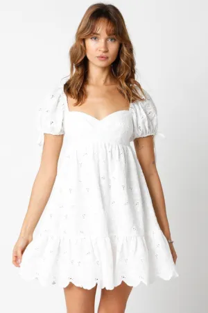 Tate White Eyelet Puff Sleeve Mini Dress