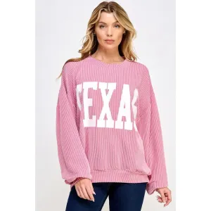 Texas Print Rib Cord Sweatshirt