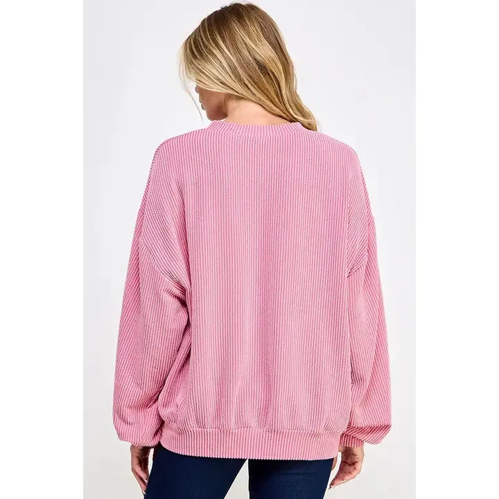 Texas Print Rib Cord Sweatshirt