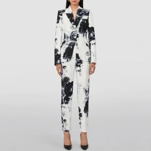 Trend4us Women's Gorgeous Floral Print Blazer Pants Set