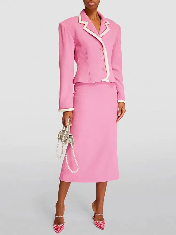 Trend4us Women's Stylish Blazer Skirt Suit