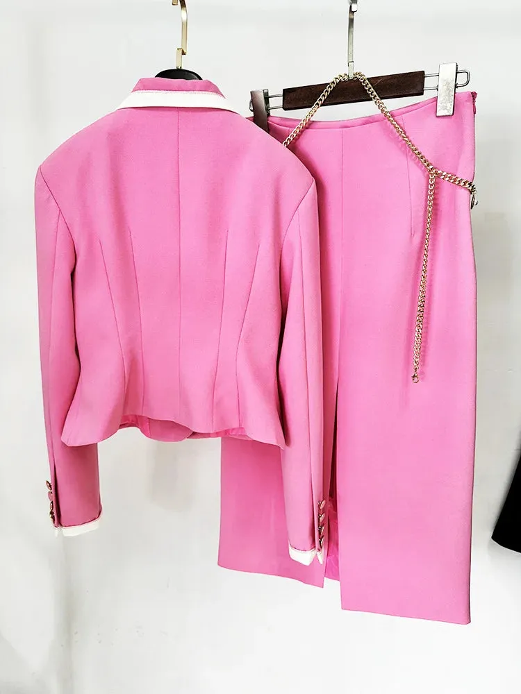 Trend4us Women's Stylish Blazer Skirt Suit