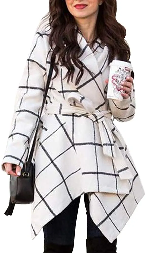 Turn Down Shawl Collar Earth Tone Wool Blend Coat