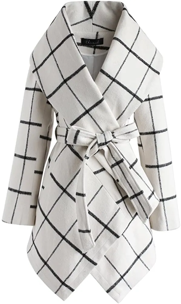 Turn Down Shawl Collar Earth Tone Wool Blend Coat