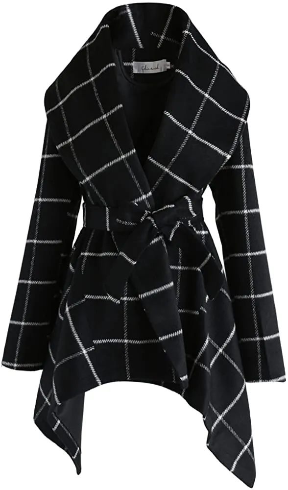 Turn Down Shawl Collar Earth Tone Wool Blend Coat
