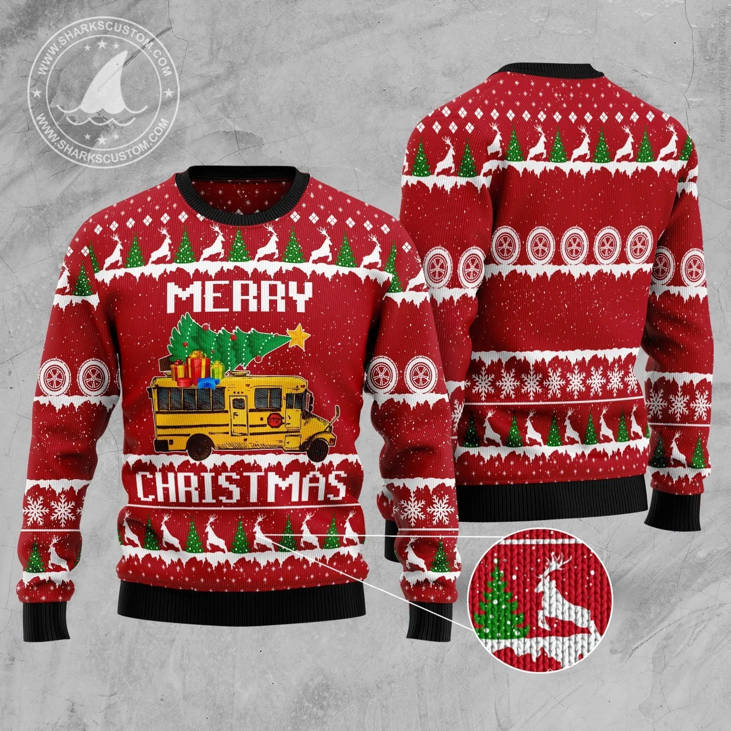 Ugly Christmas Sweater JulesRoche All-Over-Print Wool Blend Seasonal