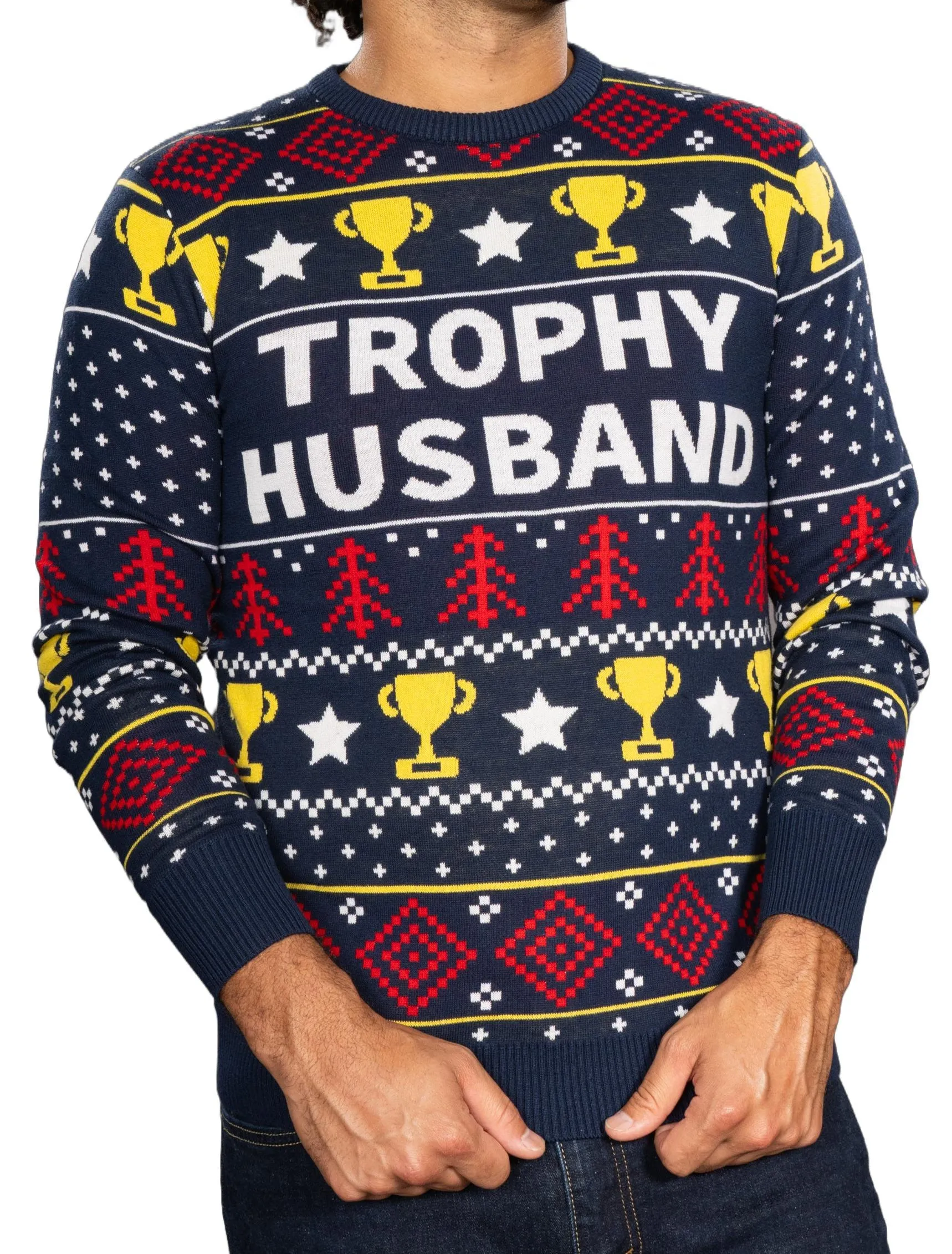 Ugly Christmas Sweater JulesRoche Funny 'Trophy Husband' Design