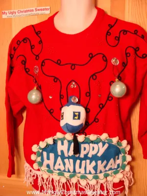 Ugly Christmas Sweater Party Hanukkah Sweater Vintage 80s (j193