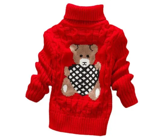 Unisex Cartoon Bear Design Warm Knitted Jumper For Kids