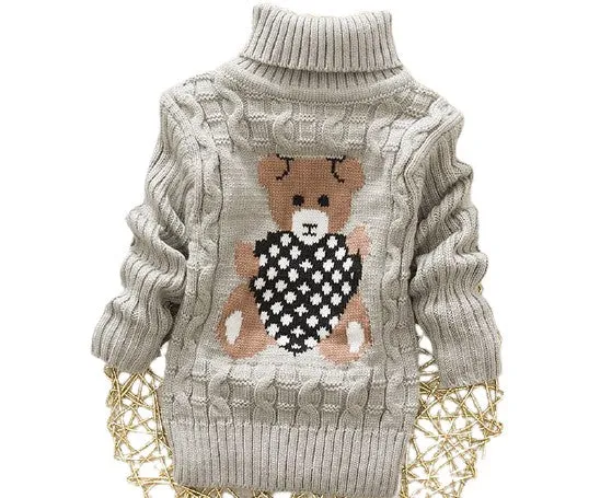 Unisex Cartoon Bear Design Warm Knitted Jumper For Kids