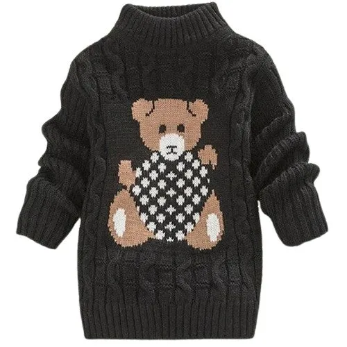 Unisex Cartoon Bear Design Warm Knitted Jumper For Kids