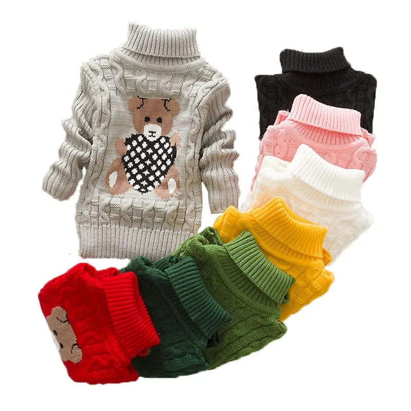 Unisex Cartoon Bear Design Warm Knitted Jumper For Kids