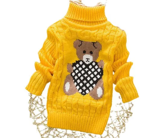 Unisex Cartoon Bear Design Warm Knitted Jumper For Kids