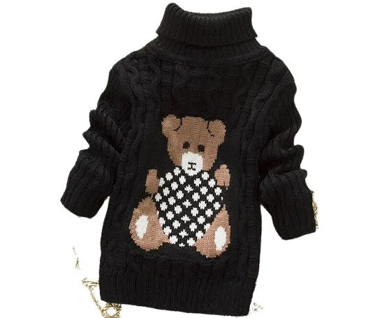 Unisex Cartoon Bear Design Warm Knitted Jumper For Kids