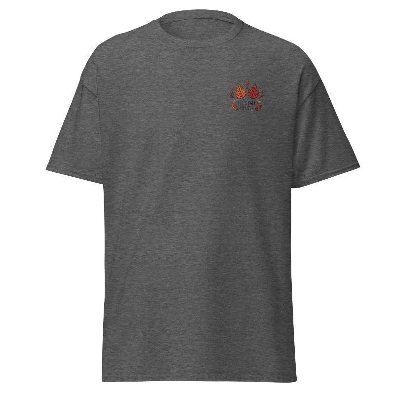 Unisex Fall Embroidered T-Shirt – "Let's Fall In Love"