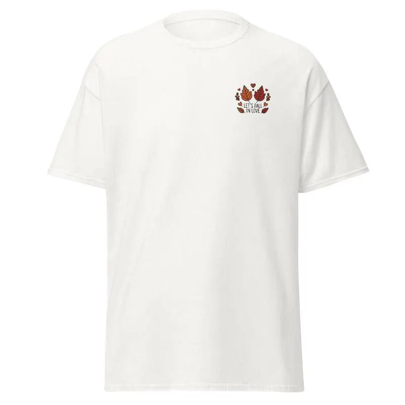Unisex Fall Embroidered T-Shirt – "Let's Fall In Love"