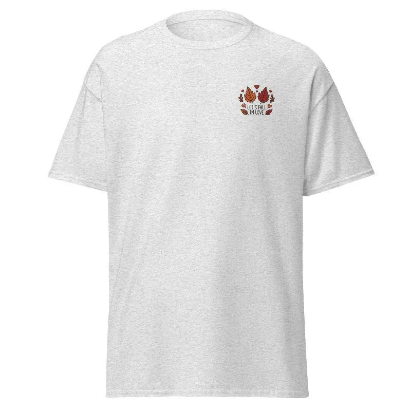 Unisex Fall Embroidered T-Shirt – "Let's Fall In Love"