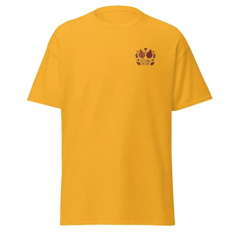 Unisex Fall Embroidered T-Shirt – "Let's Fall In Love"