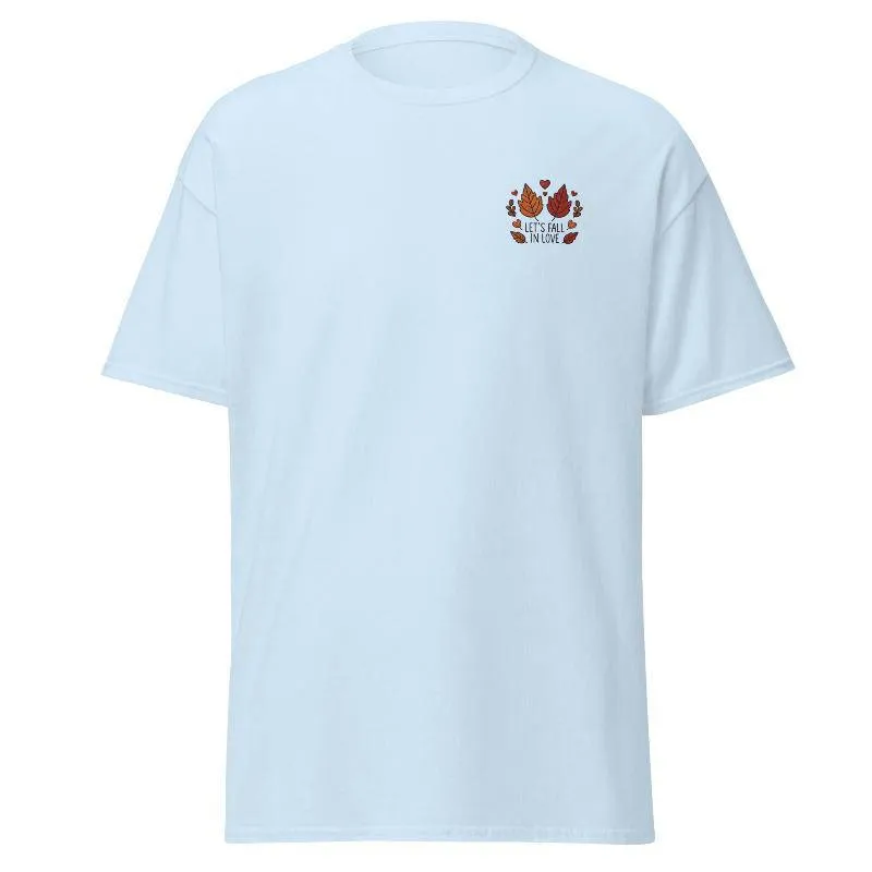 Unisex Fall Embroidered T-Shirt – "Let's Fall In Love"