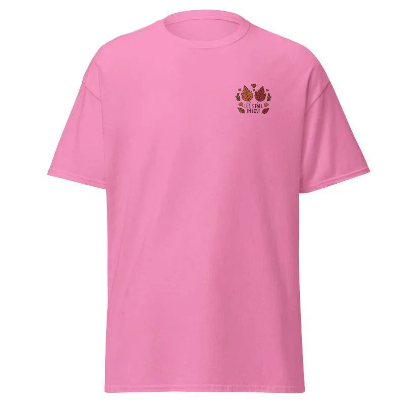 Unisex Fall Embroidered T-Shirt – "Let's Fall In Love"