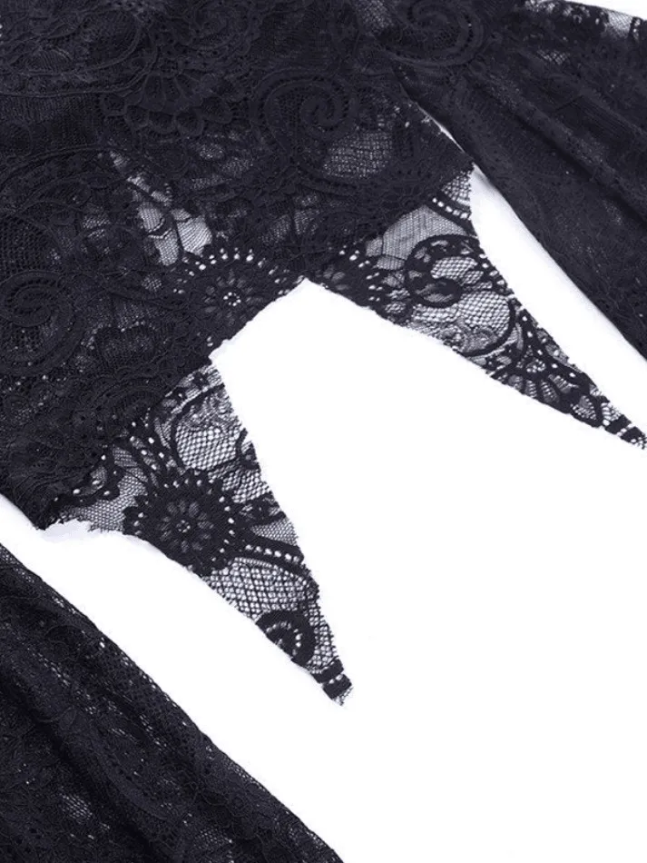 Uniwim ootd Split Lace Cropped Long Sleeve Blouse