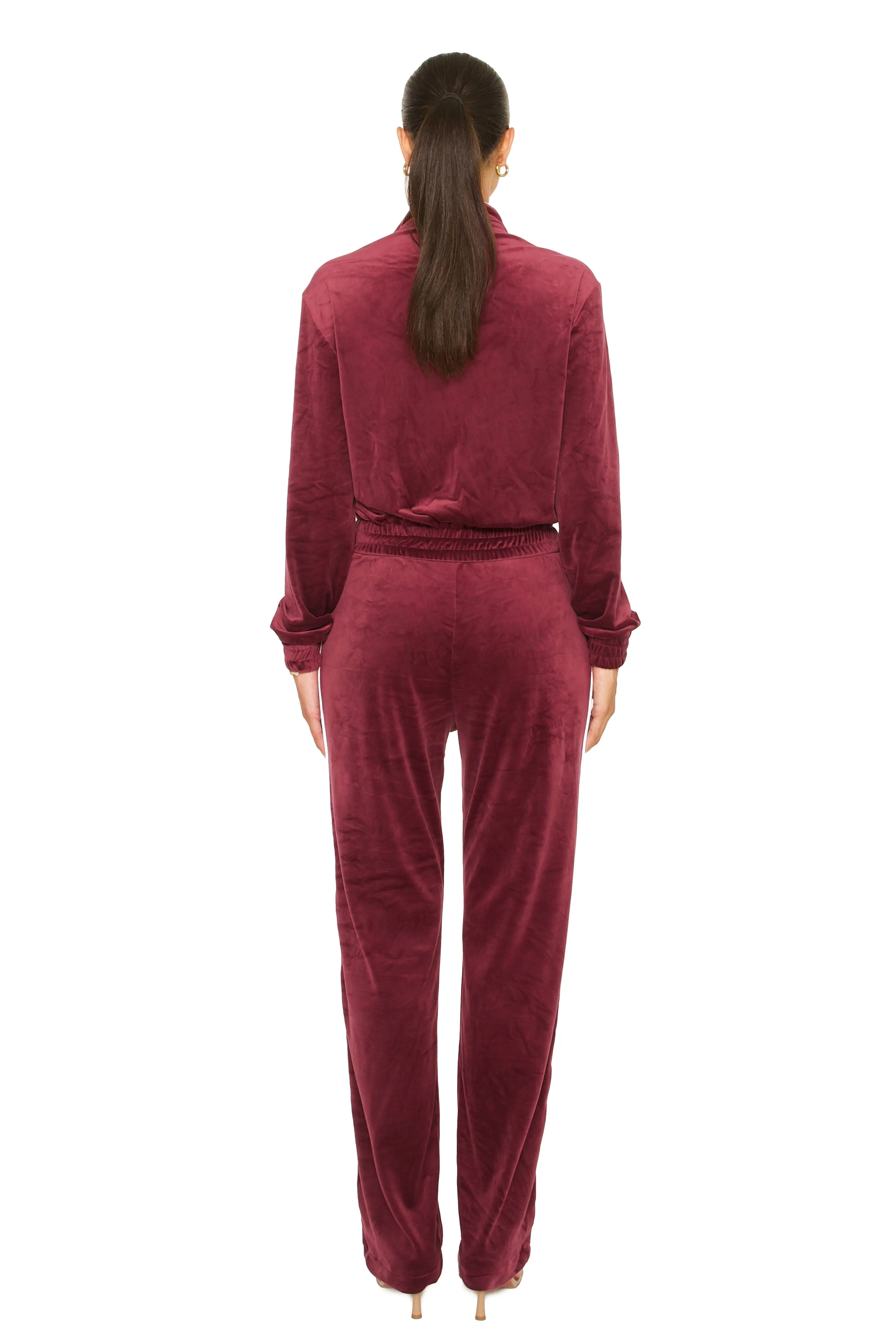 Velour Los Angeles Tracksuit Burgundy