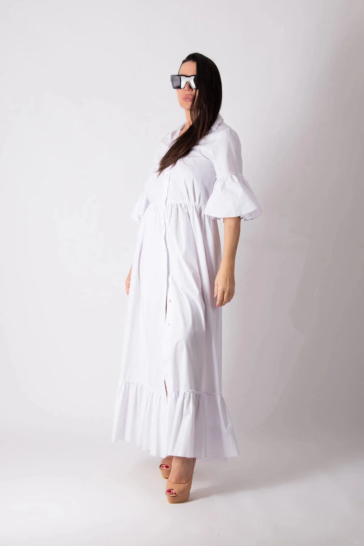 VENERA LONG FLOUNCES DRESS