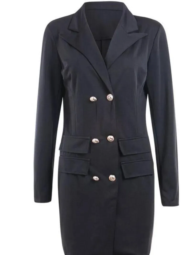 Vestido Blazer Feminino de Manga Comprida Lugentolo