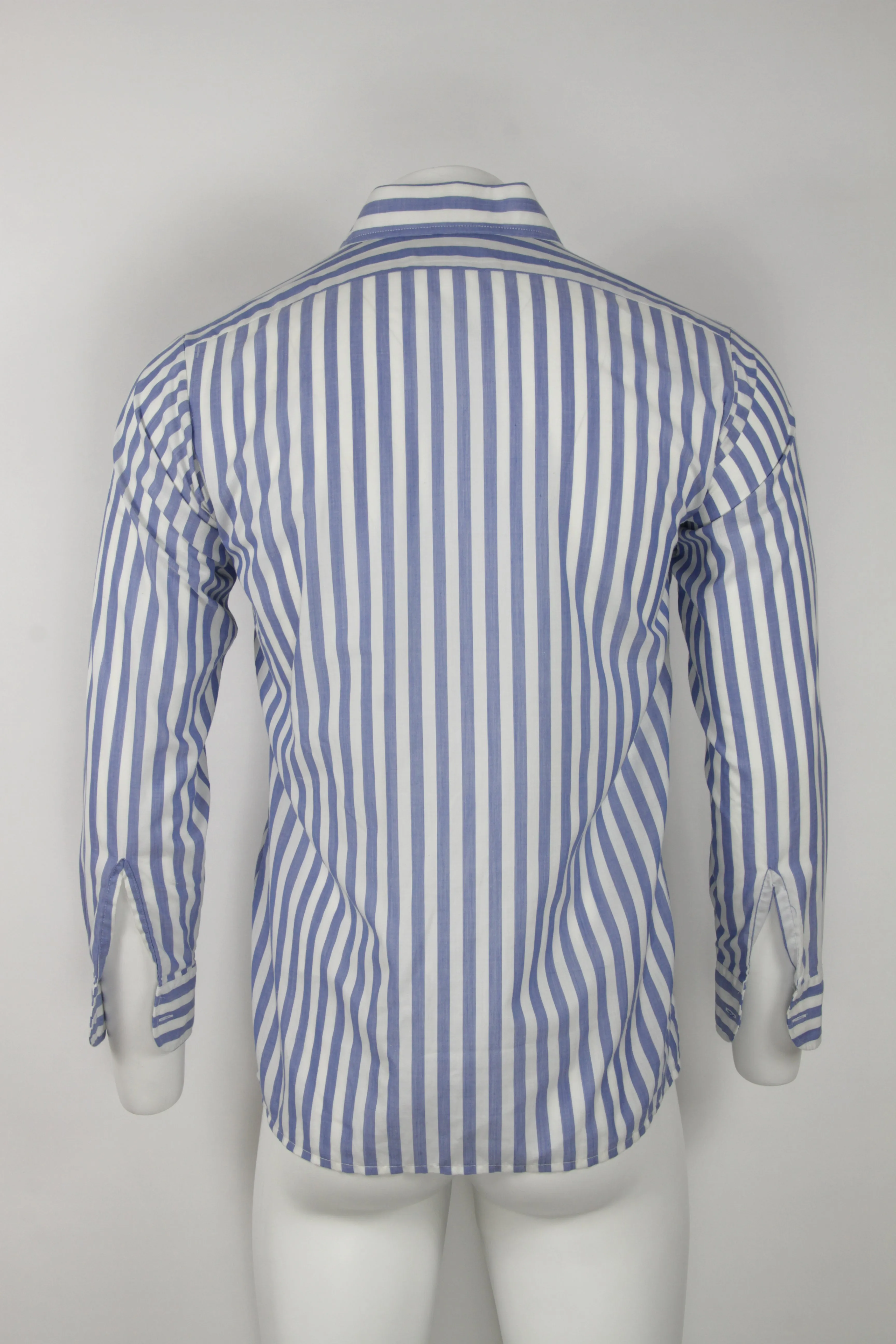 Vintage 60's  Stripe shirt with cufflink attachment sleeves - L