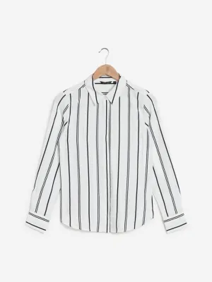 Wardrobe White Striped Design Shirt