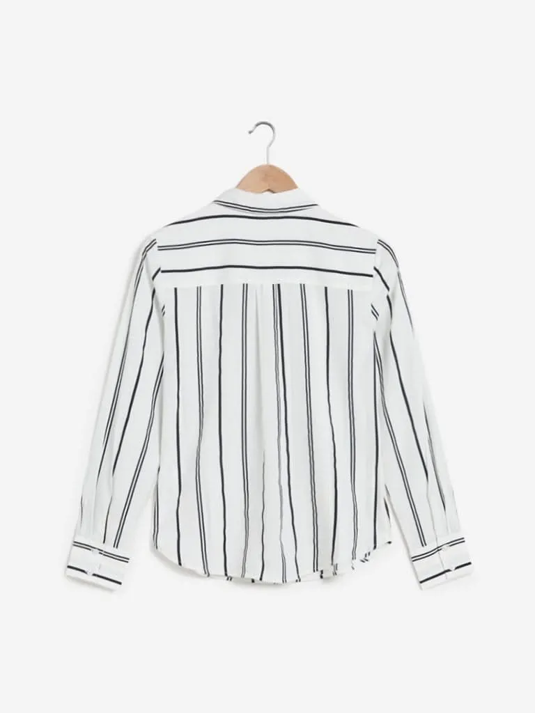 Wardrobe White Striped Design Shirt