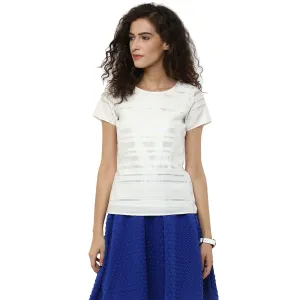 White Self Pattern Top