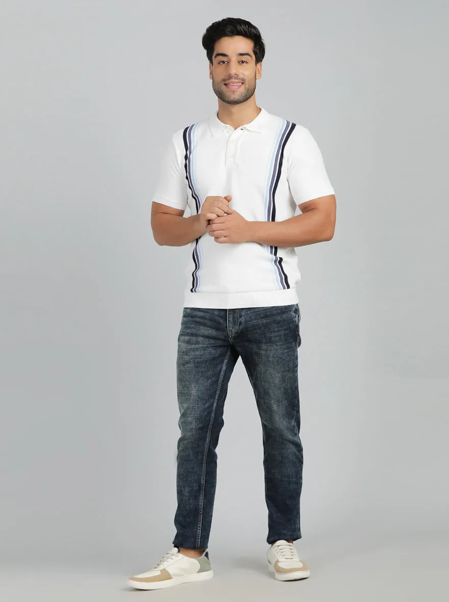 White Solid Slim Fit Winter T-Shirt | JadeBlue