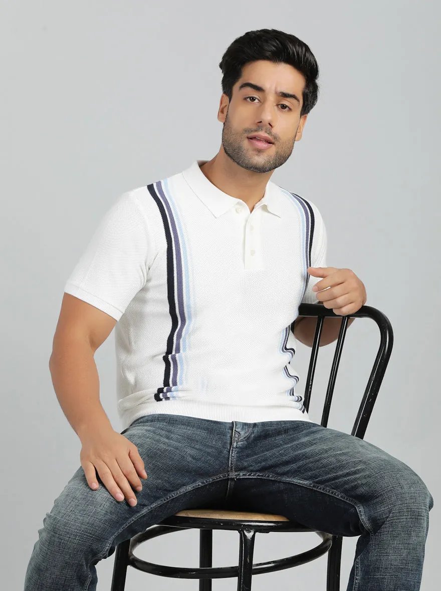 White Solid Slim Fit Winter T-Shirt | JadeBlue