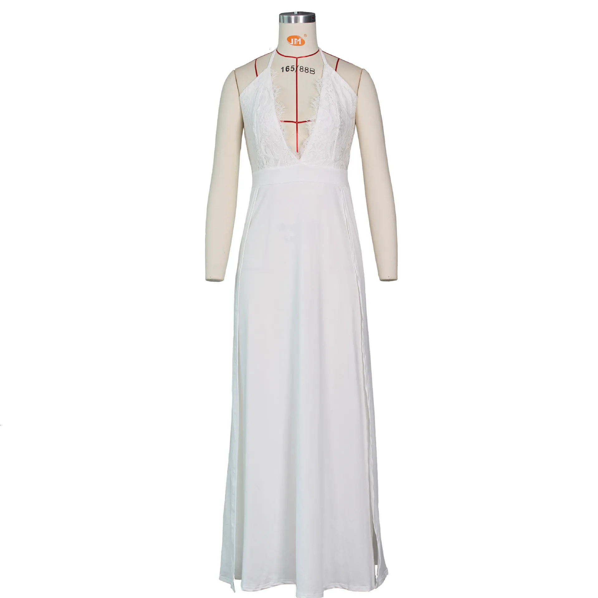 Women's Autumn Mesh Deep V-Neck Long Dress
