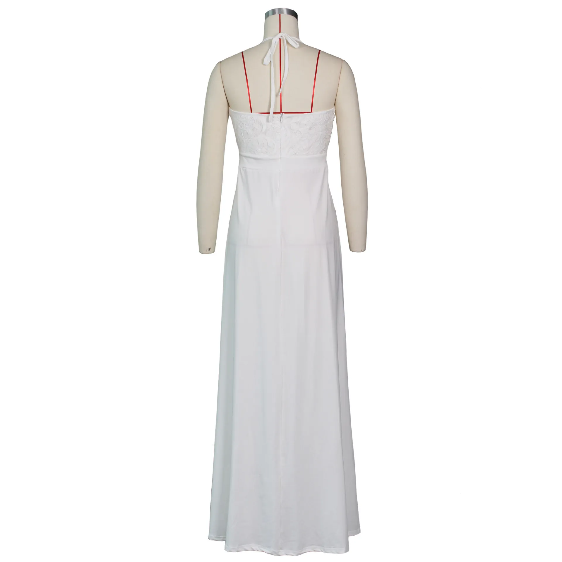 Women's Autumn Mesh Deep V-Neck Long Dress