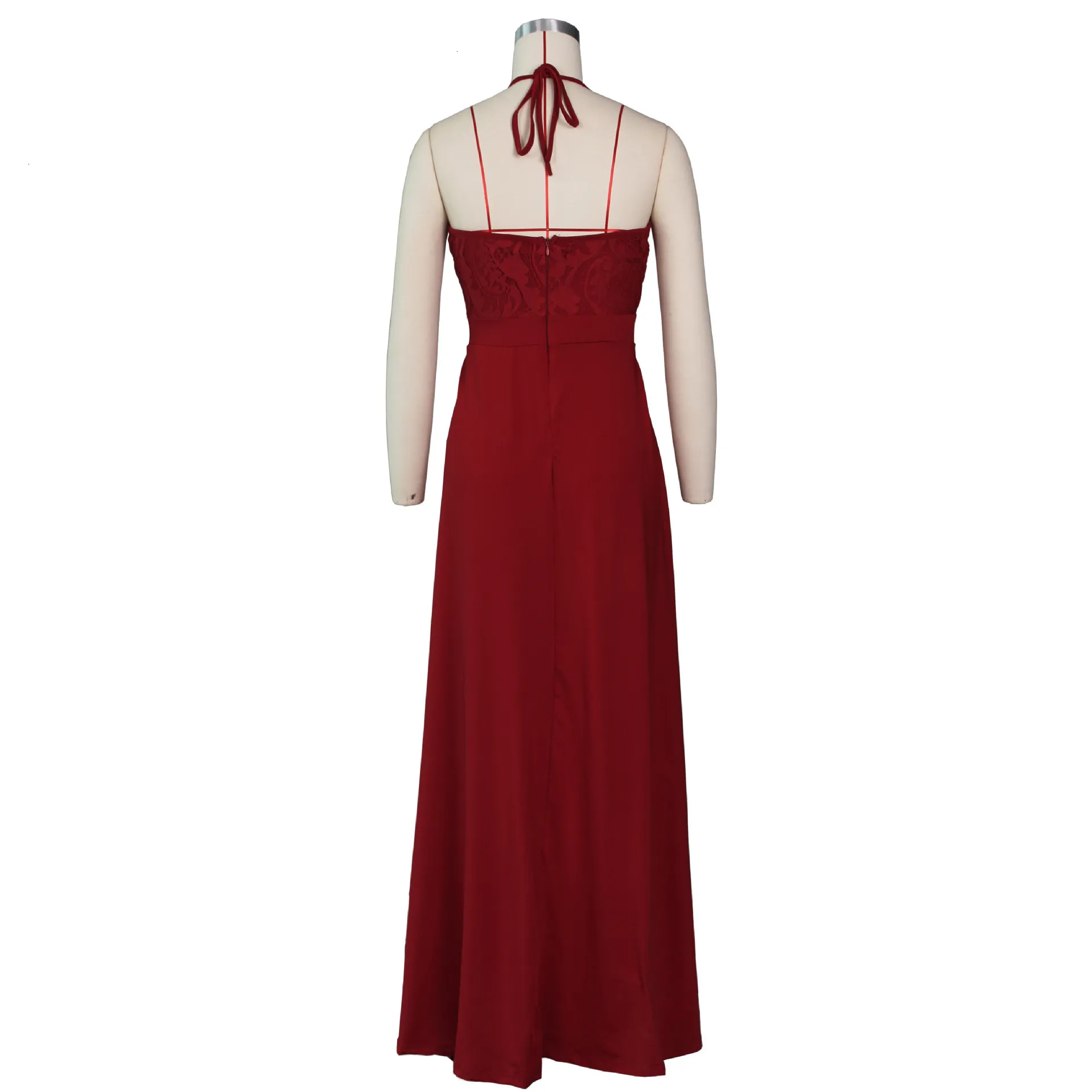 Women's Autumn Mesh Deep V-Neck Long Dress
