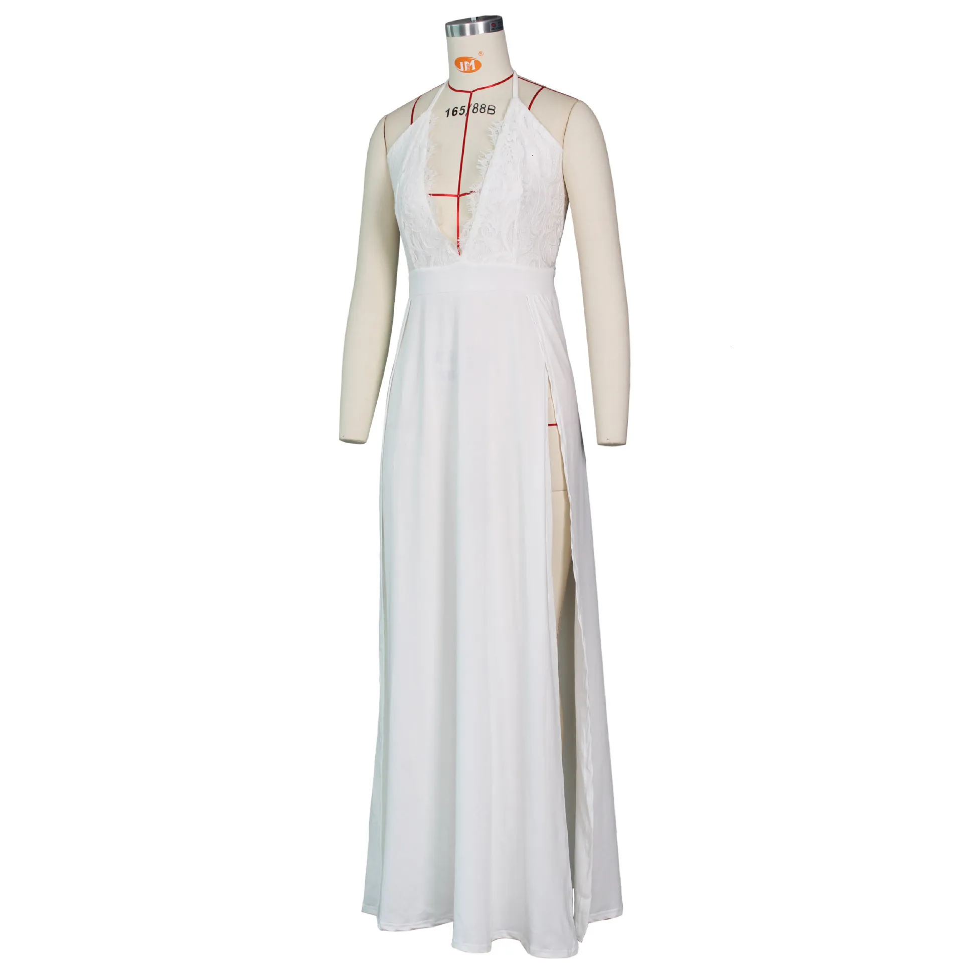 Women's Autumn Mesh Deep V-Neck Long Dress