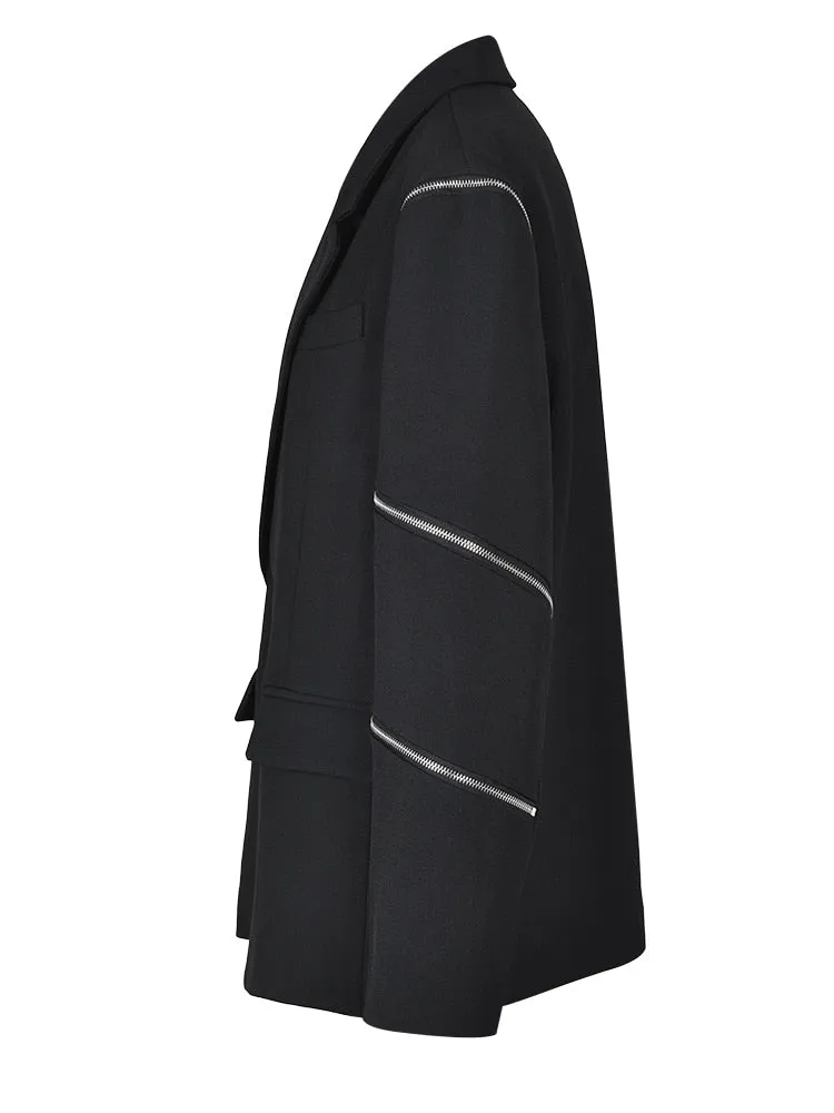 Women's Boyfriend Blazer with Zipper Sleeves