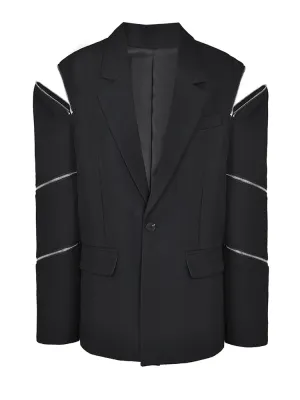 Women's Boyfriend Blazer with Zipper Sleeves