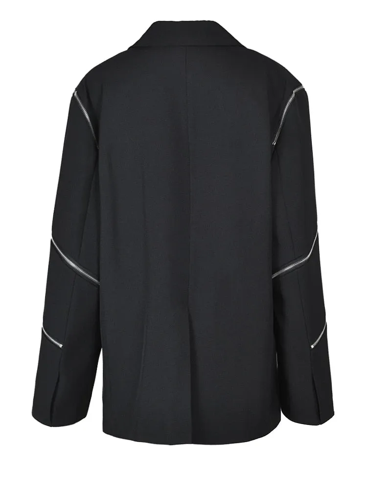Women's Boyfriend Blazer with Zipper Sleeves