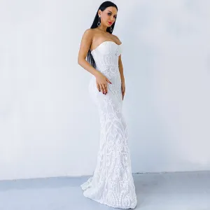Women's Off-Shoulder Sequin Floor-Length Dress