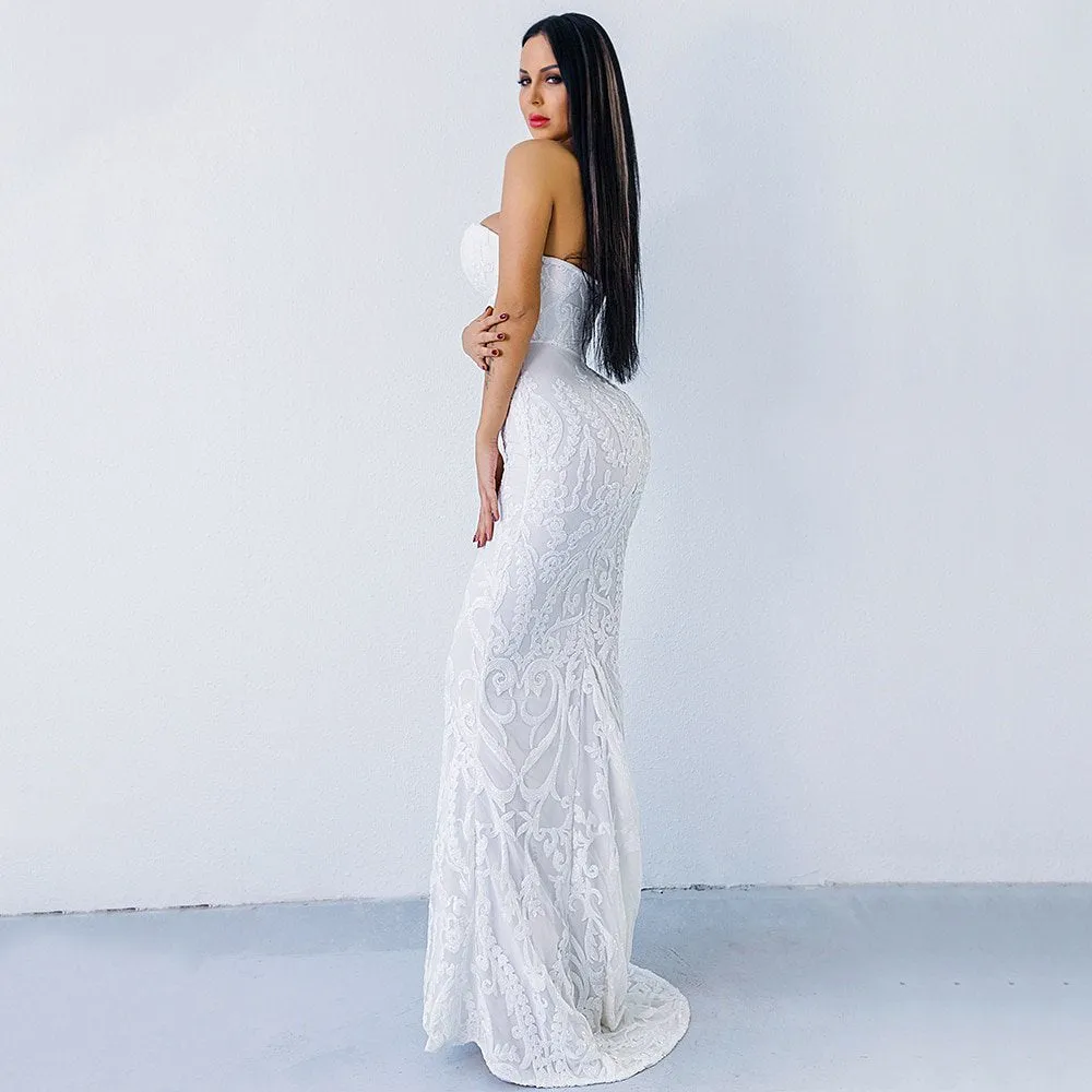Women's Off-Shoulder Sequin Floor-Length Dress