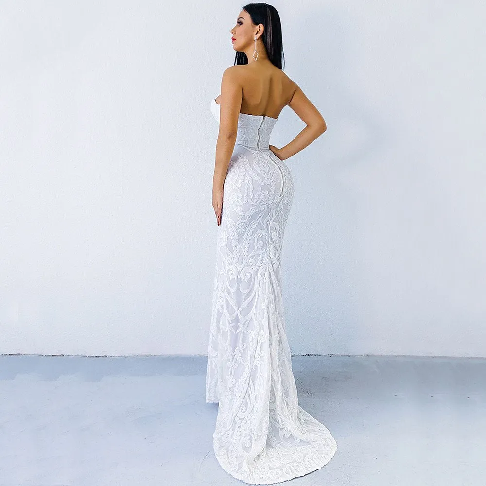 Women's Off-Shoulder Sequin Floor-Length Dress