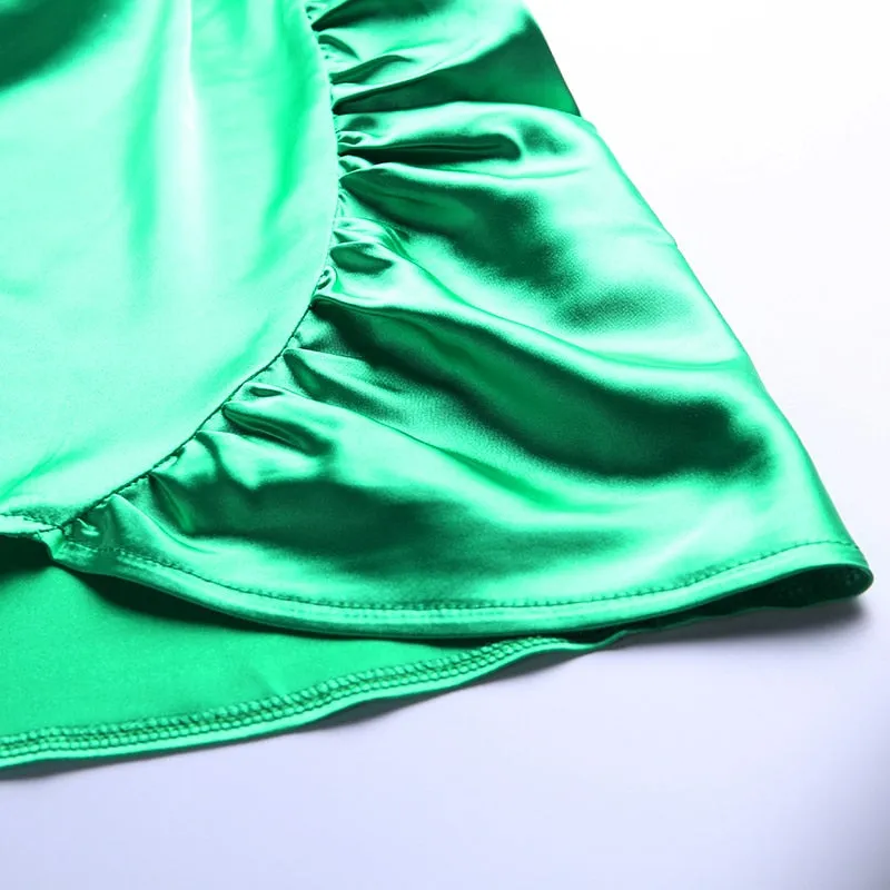 Women's One Shoulder Stretchy Satin Mini Dress
