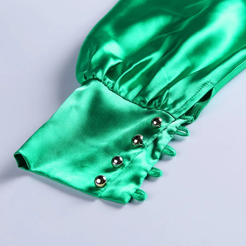 Women's One Shoulder Stretchy Satin Mini Dress