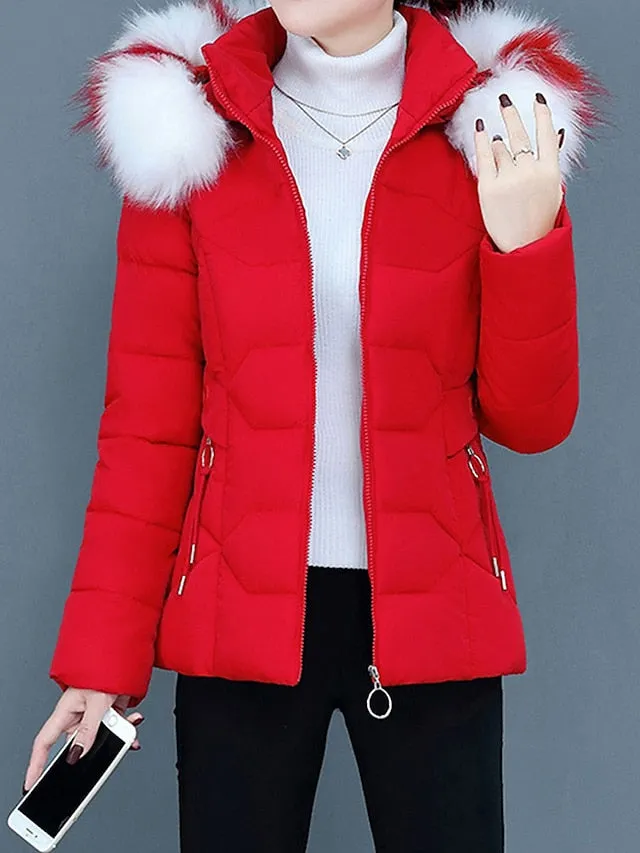 Women's Slim Fit Plush Lining Winter Jacket with Pocket | Ideal for Autumn/Winter