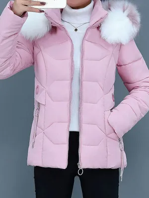 Women's Slim Fit Plush Lining Winter Jacket with Pocket | Ideal for Autumn/Winter