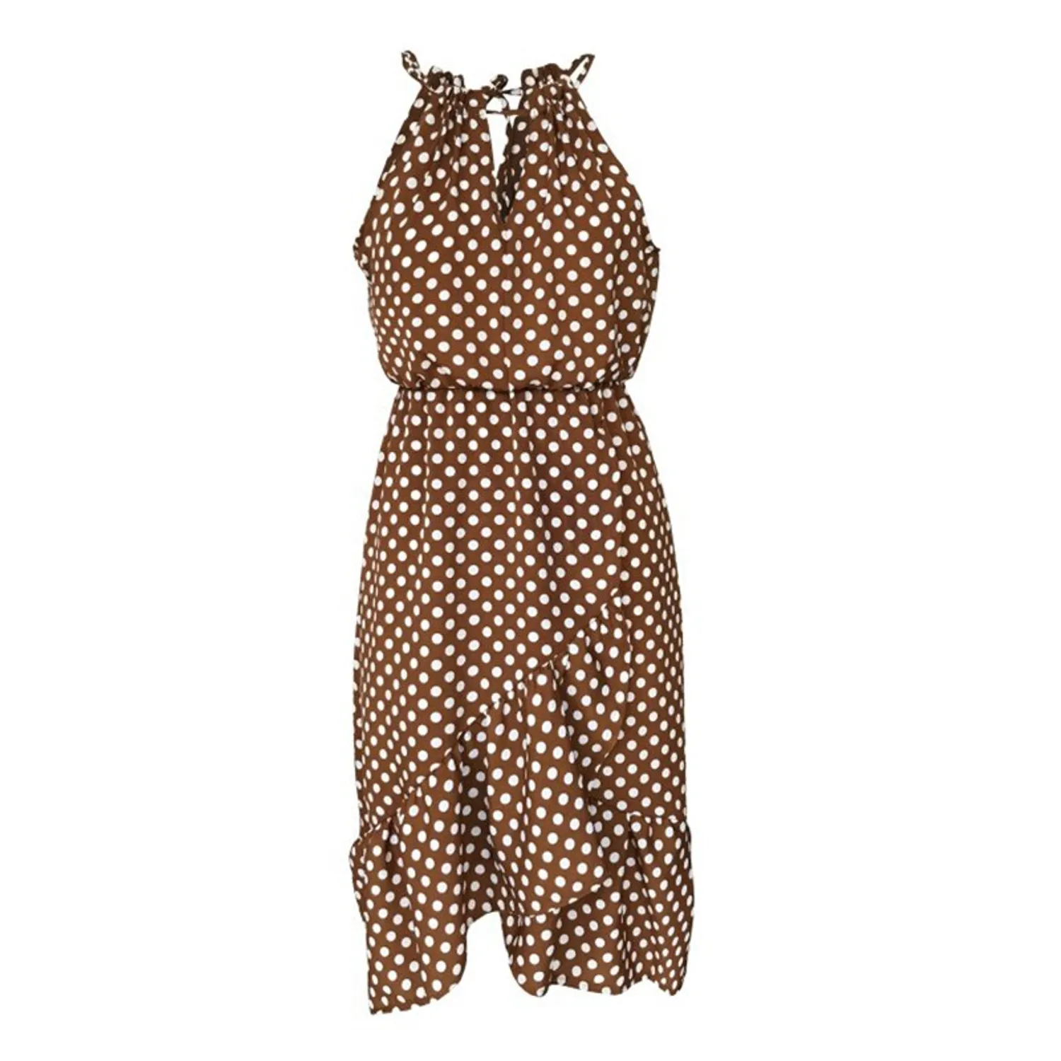 Women's Summer Sleeveless Midi Dress With Polka Dot Print